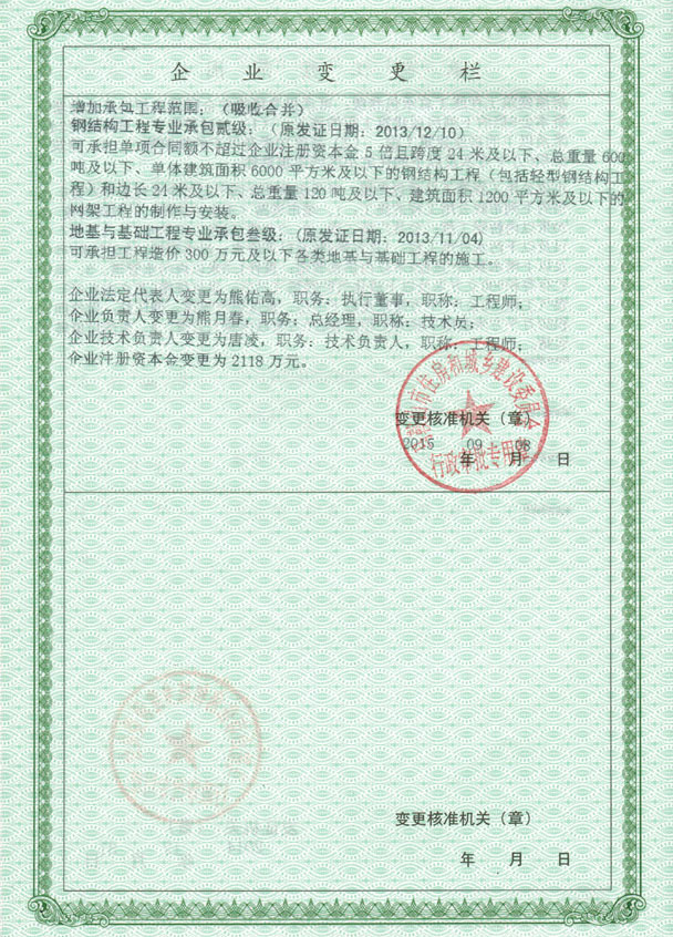 企業(yè)變更欄